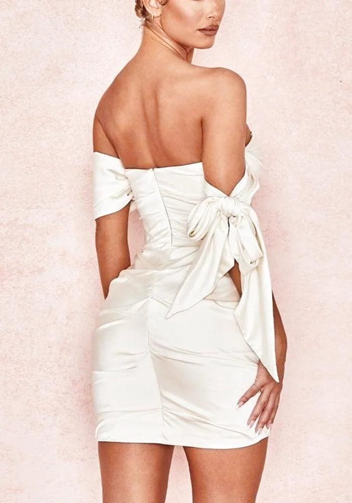 All White Satin Cocktail Dress