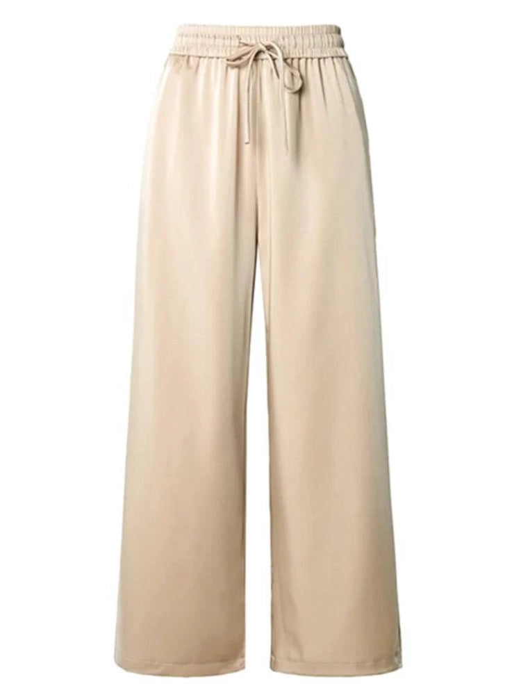 Beige Green Satin Pants