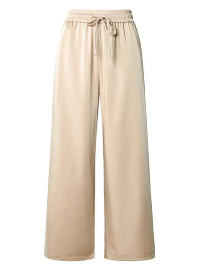 Beige Green Satin Pants - Miss Satin
