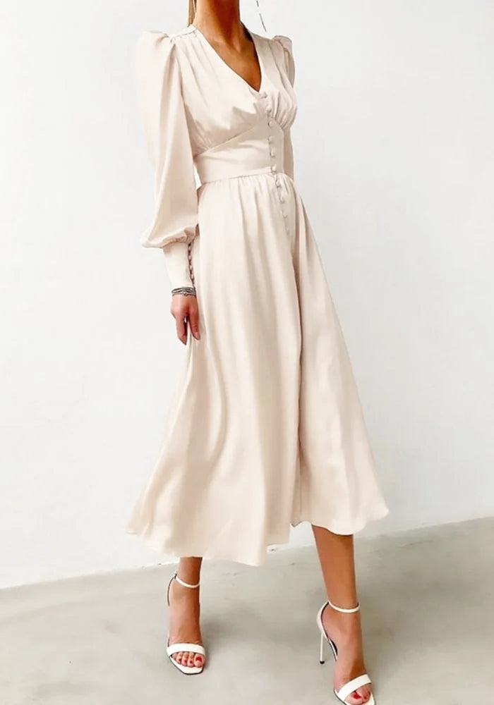 Beige Satin Maxi Dress | Miss Satin Beige Satin Maxi Dress | Miss Satin