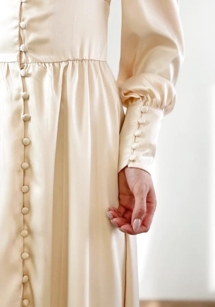 Beige Satin Maxi Dress | Miss Satin Beige Satin Maxi Dress | Miss Satin