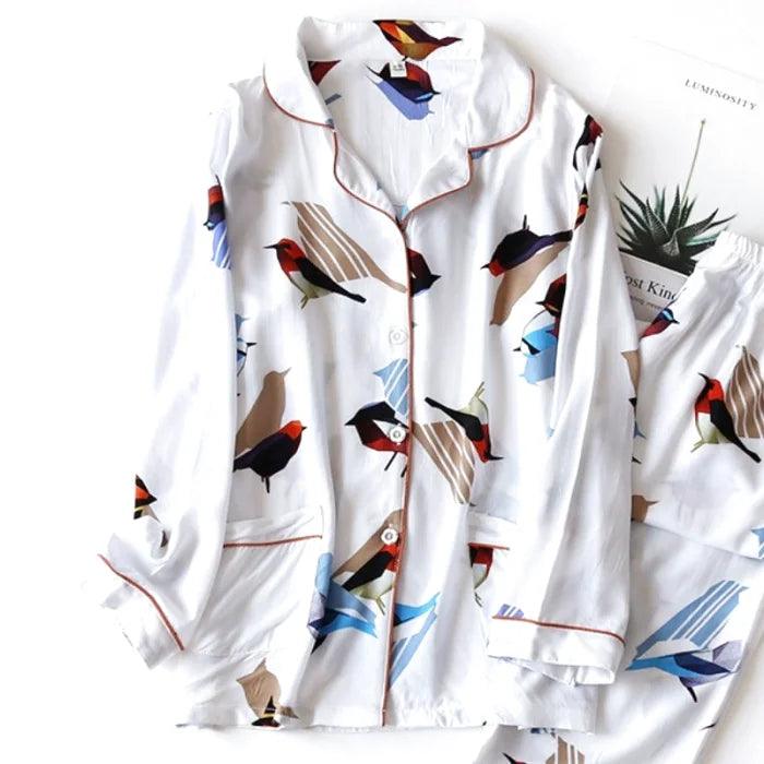 Bird Print Satin Pajama