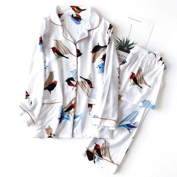Bird Print Satin Pajama