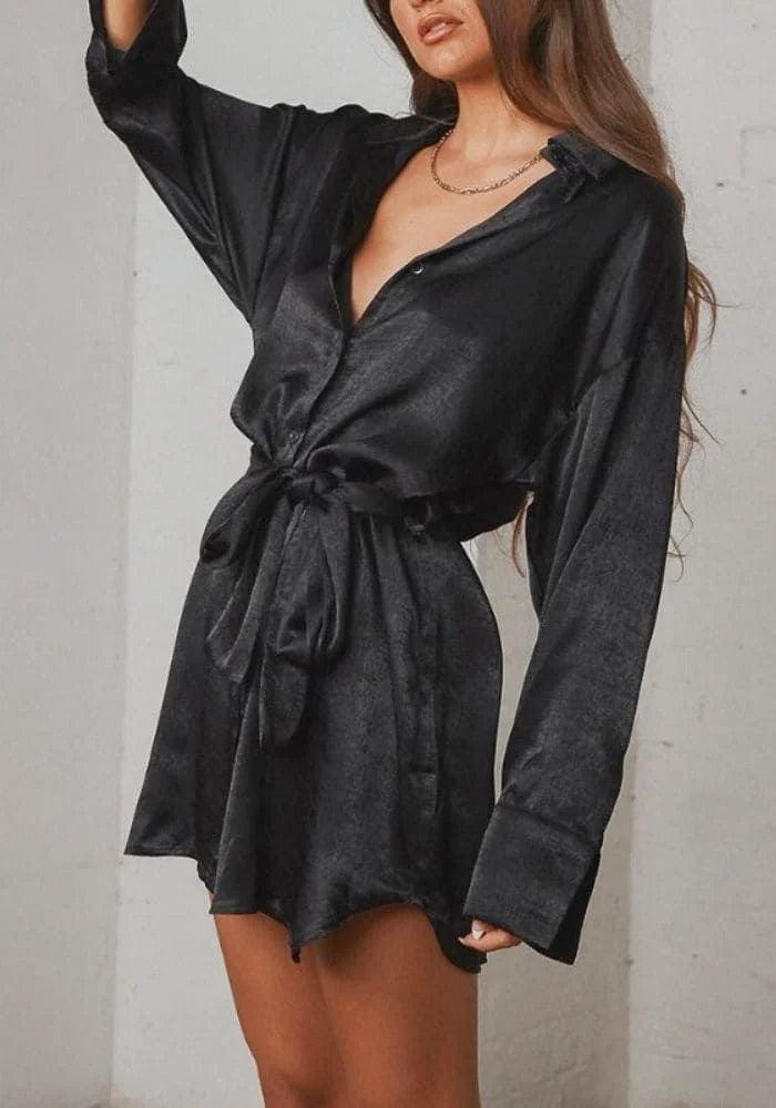 Black Satin Dress Shirt