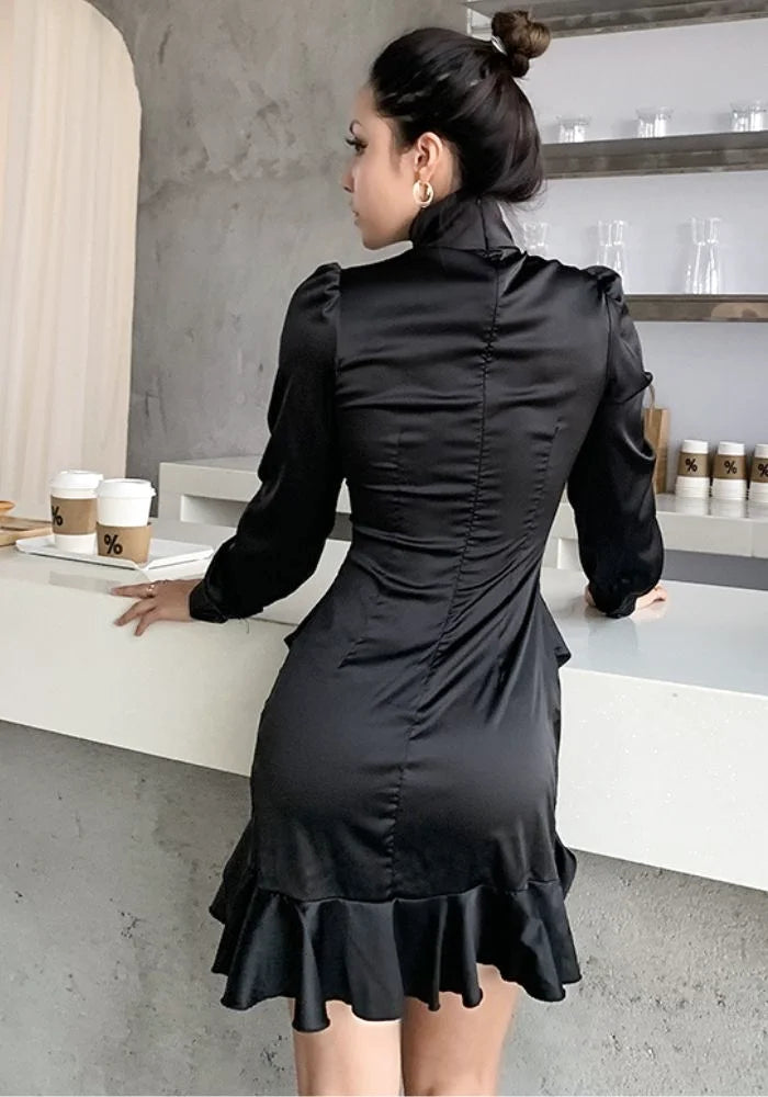 Black Satin Evening Dress
