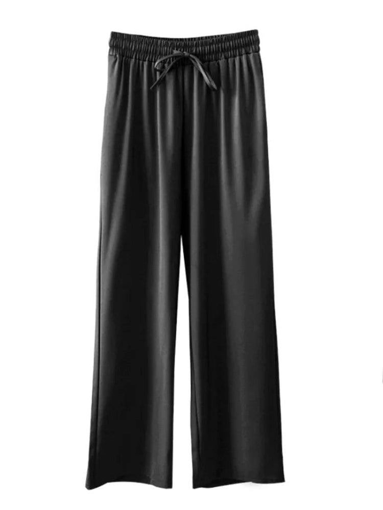 Black Satin Flare Pants