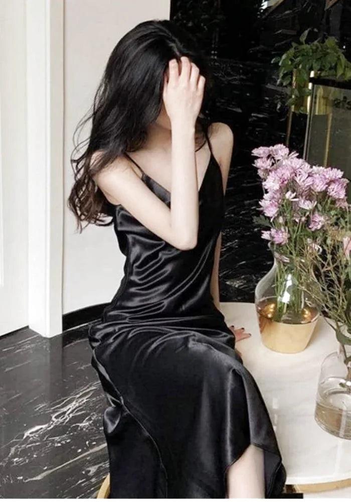 Black Satin Maxi Dress Black Satin Maxi Dress