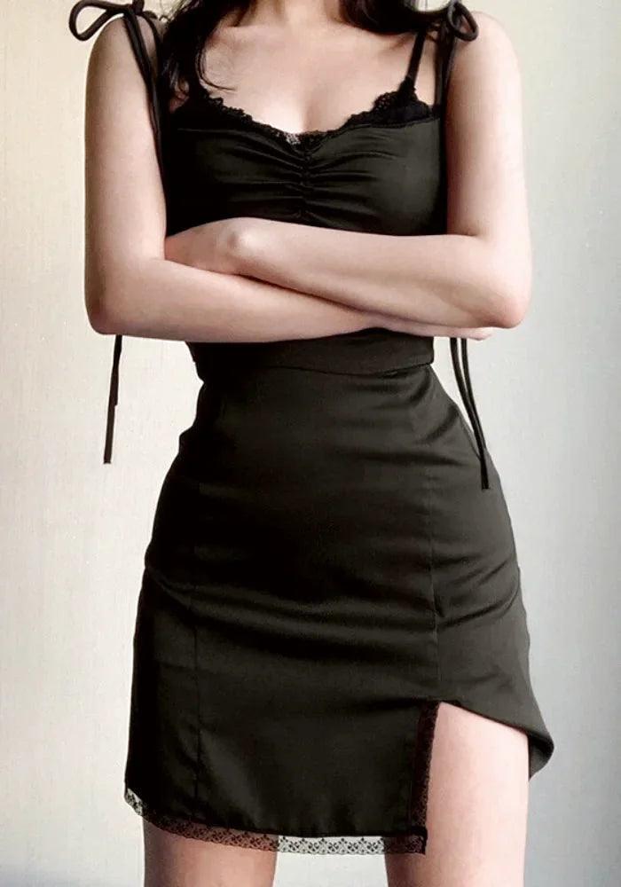 Black Satin Night Slip Dress | Miss Satin Black Satin Night Slip Dress | Miss Satin