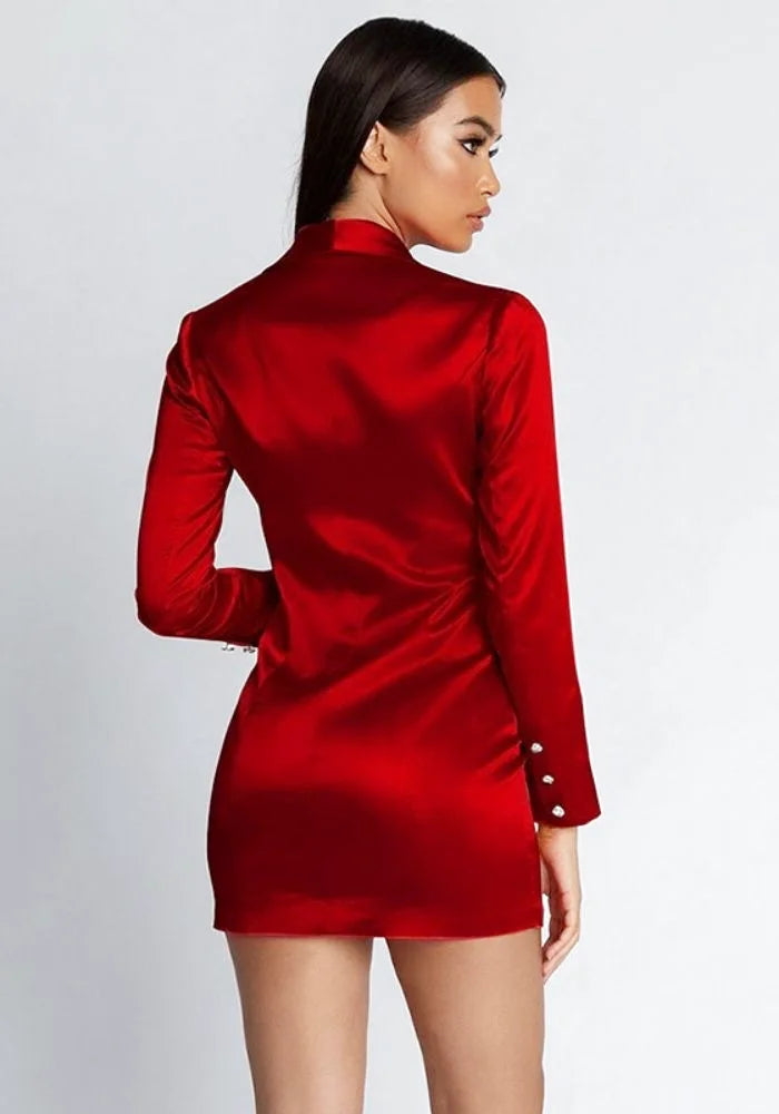 Blazer Red Satin Dress