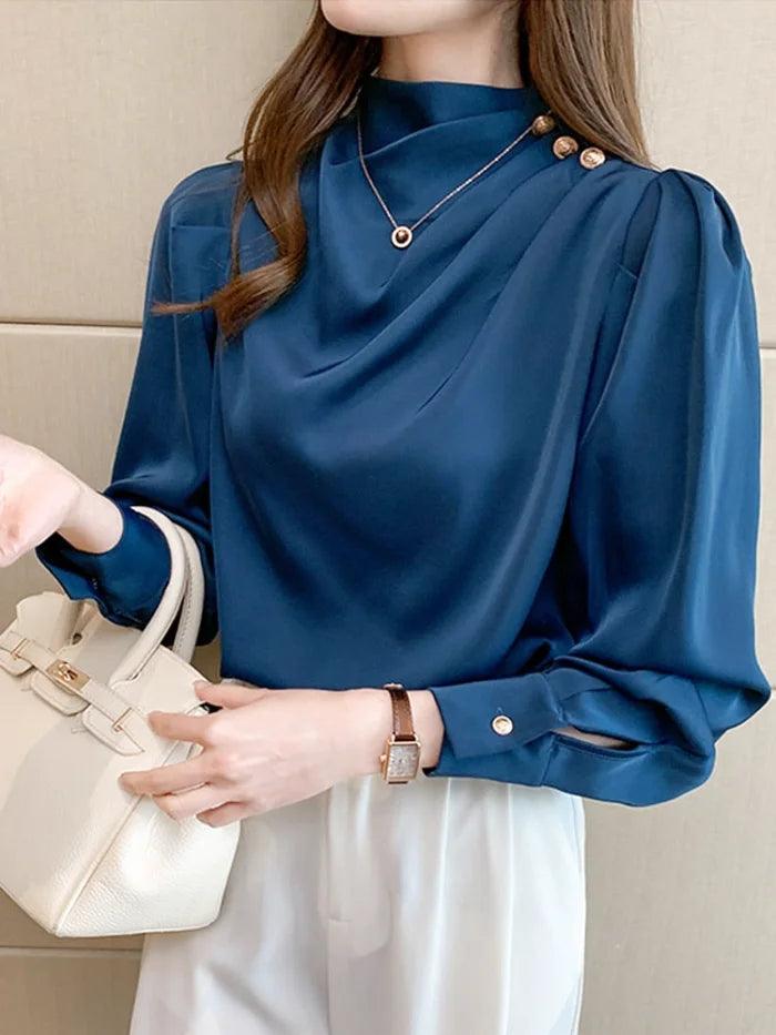 Blue Satin Blouse - Miss Satin