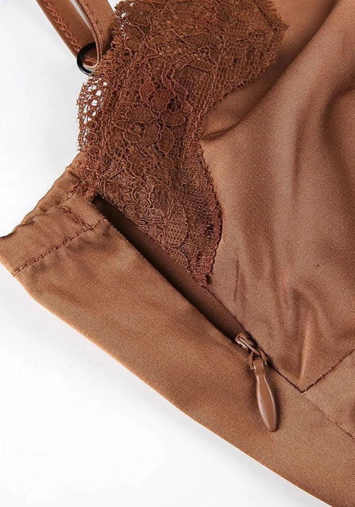 Brown Lace Satin Dress girl