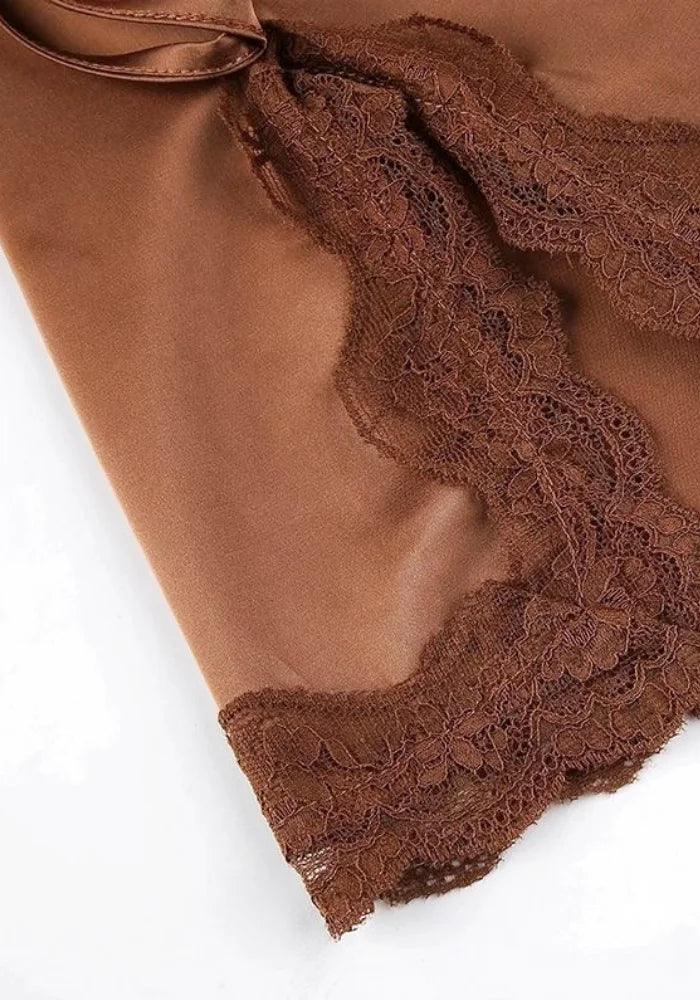 Brown Lace Satin Dress girl