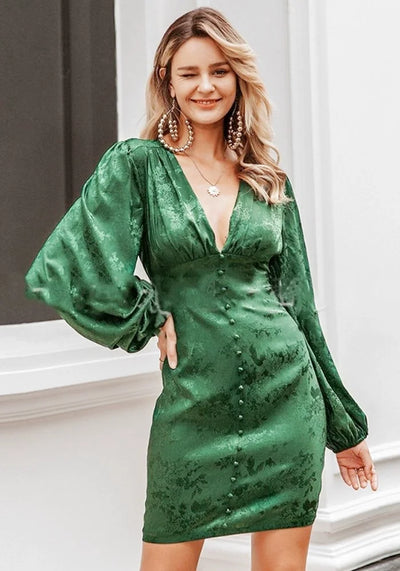 Dark Green Satin Dress