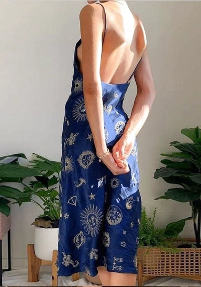Deep Blue Satin Dress
