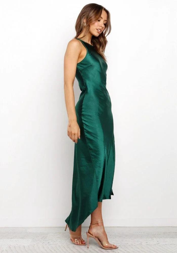 Emerald Green Satin Bridesmaid Dress | Miss Satin Emerald Green Satin Bridesmaid Dress | Miss Satin