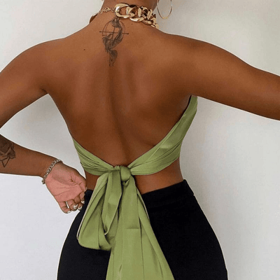 Green Satin Scarf Top - Miss Satin