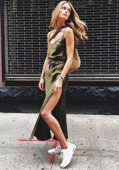 Hunter Green Satin Dress