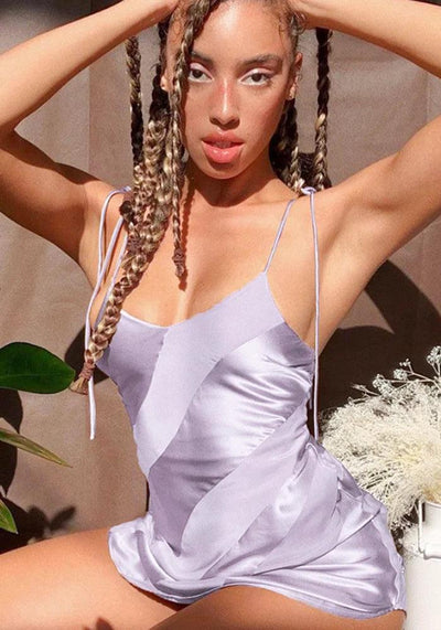 Lilac short Satin Dress