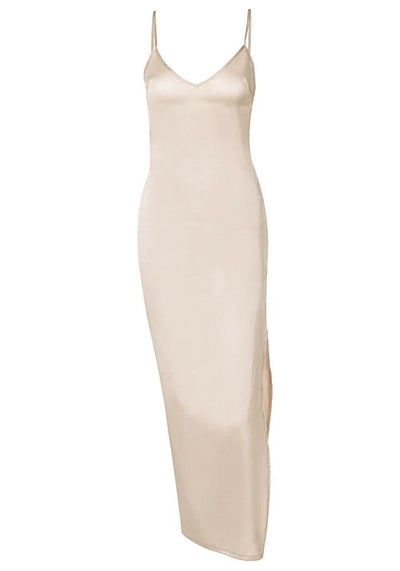 Long Evening Dress beige slit