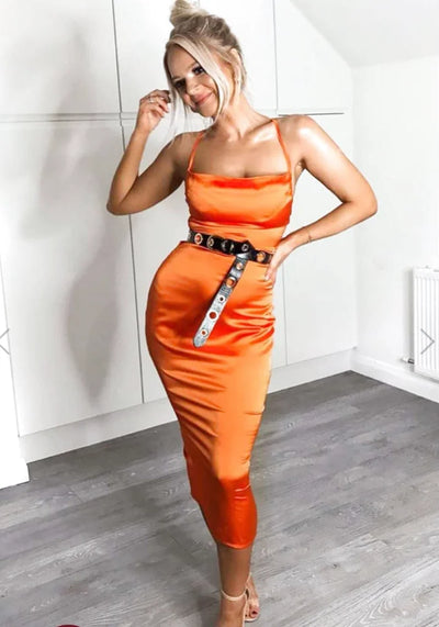 Orange Satin Dress