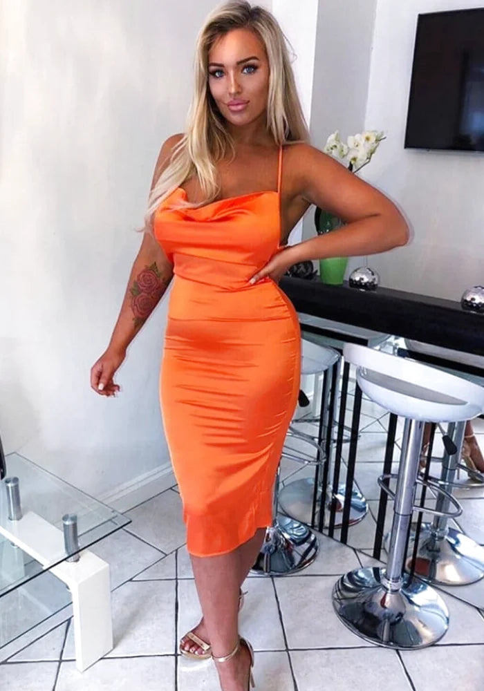 Orange Dress midi long
