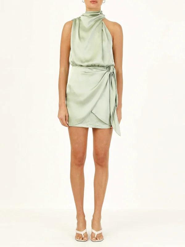 Pale Green Satin Dress - Miss Satin