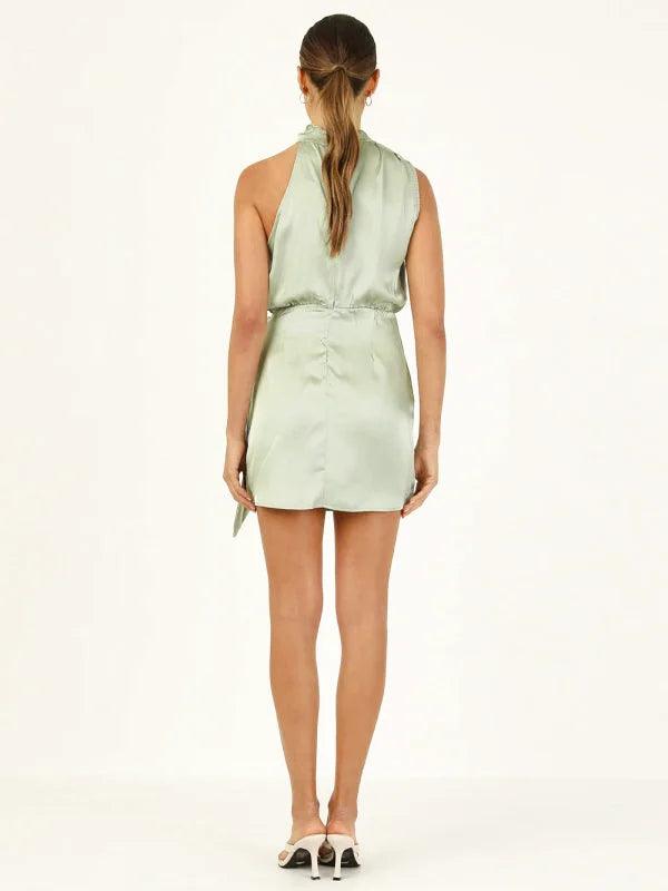 Pale Green Satin Dress - Miss Satin