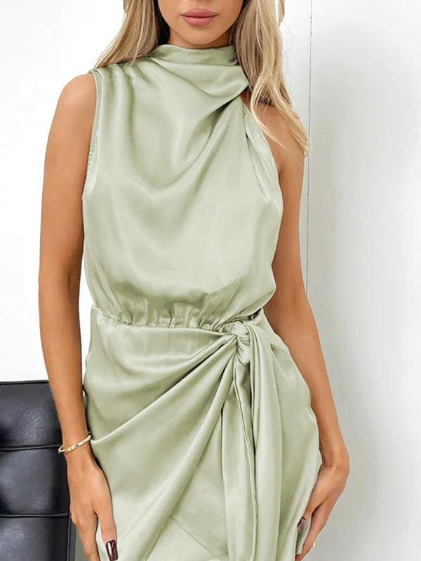 Pale Green Satin Dress - Miss Satin