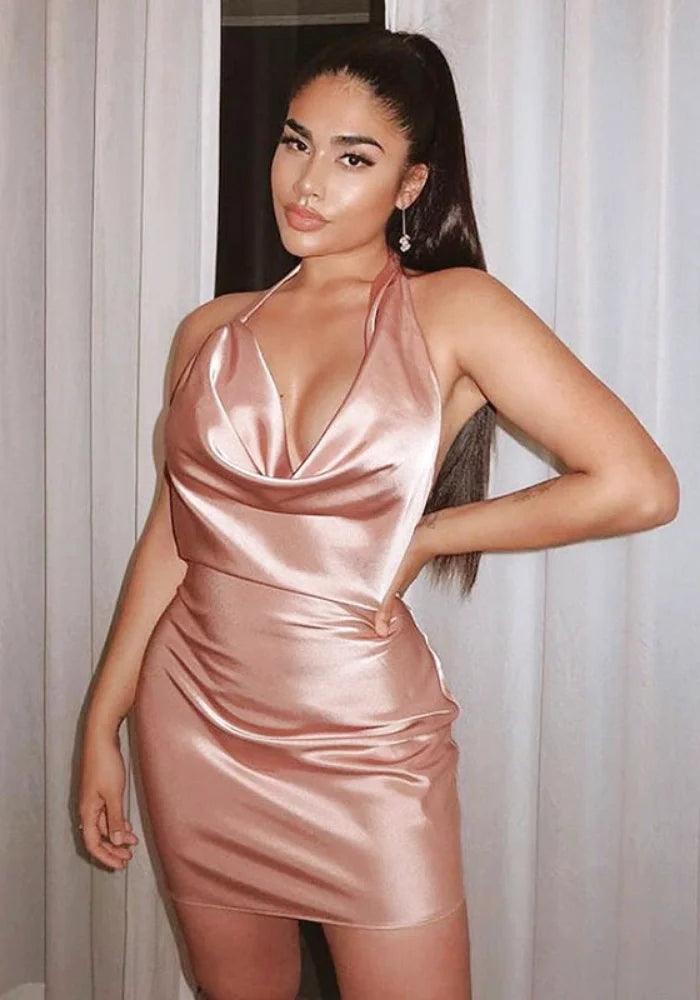 pink satin shift dress $139 Rachel Roy Womens Pink Cold-Shoulder Tie-Sleeve Satin Shift Dress Size 4