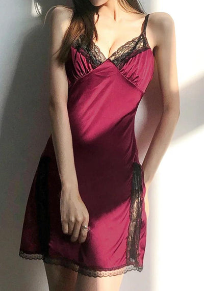 Red Satin Babydoll Dress