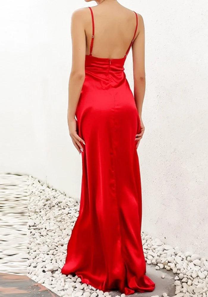 Red Satin Bridesmaid Dress