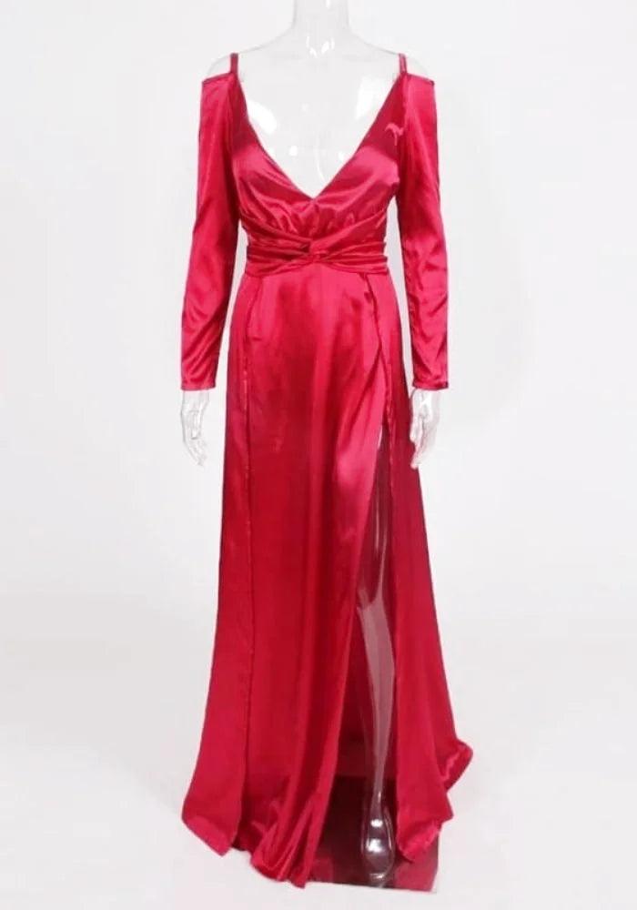 Red Satin Long Sleeve Dress | Miss Satin Red Satin Long Sleeve Dress | Miss Satin