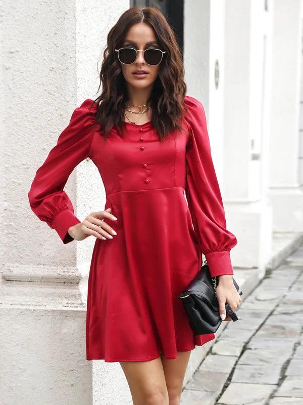 Red long sleeve skater top dress