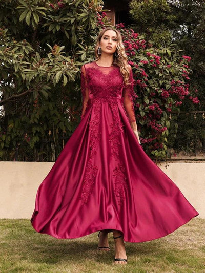 Red Satin Prom Dress - Miss Satin