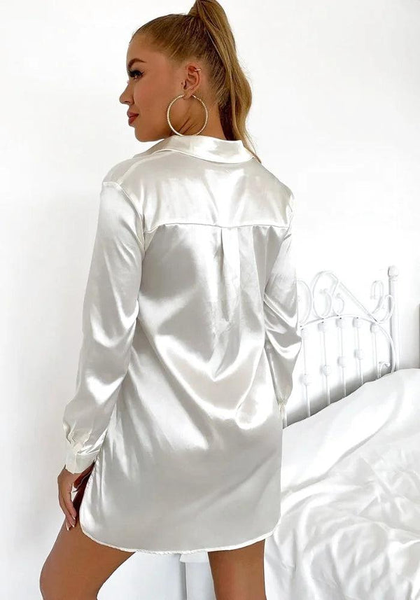 Satin White Dress Shirt Miss Satin