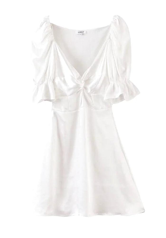 Sexy White Satin Dress