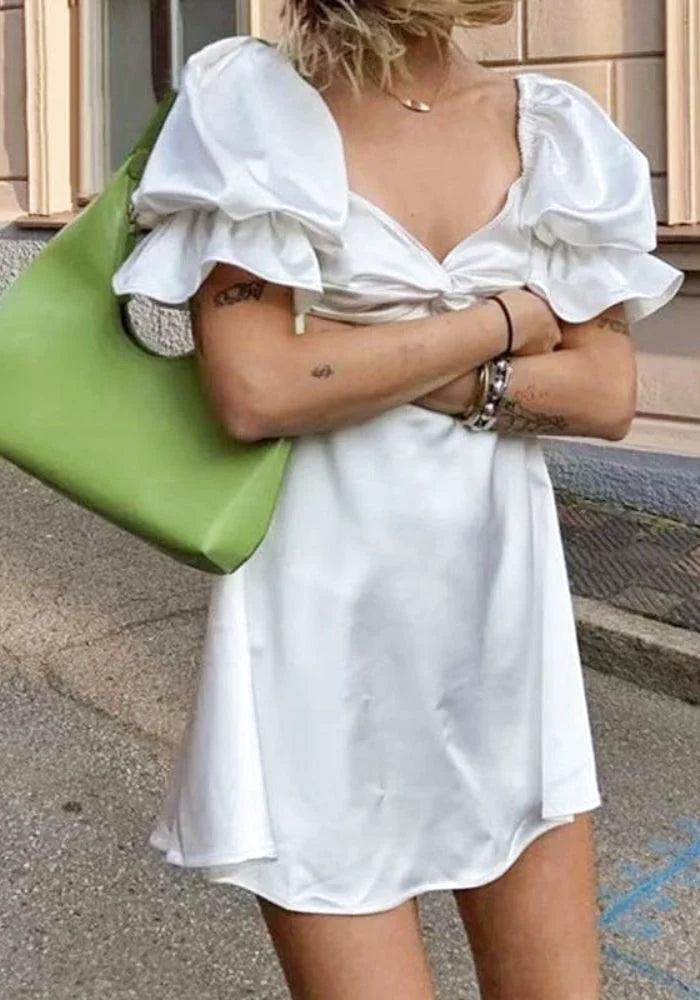 Sexy White Satin Dress