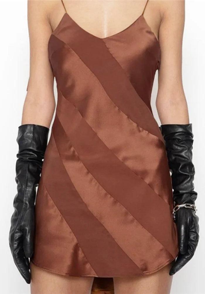 Short Brown Satin Dress