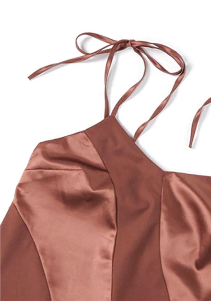Short Brown Satin Dress | Miss Satin Short Brown Satin Dress | Miss Satin