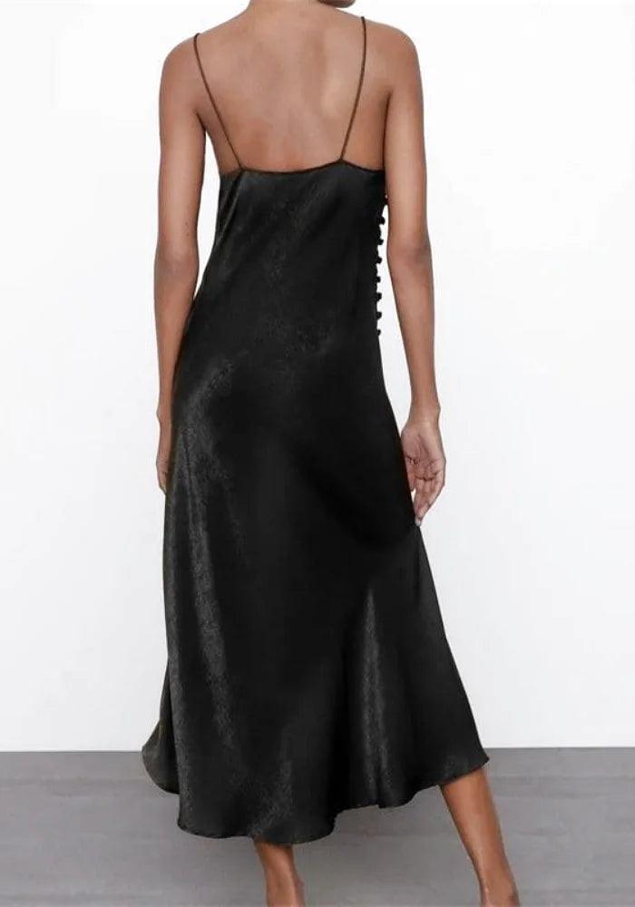 Simple Black Satin Dress