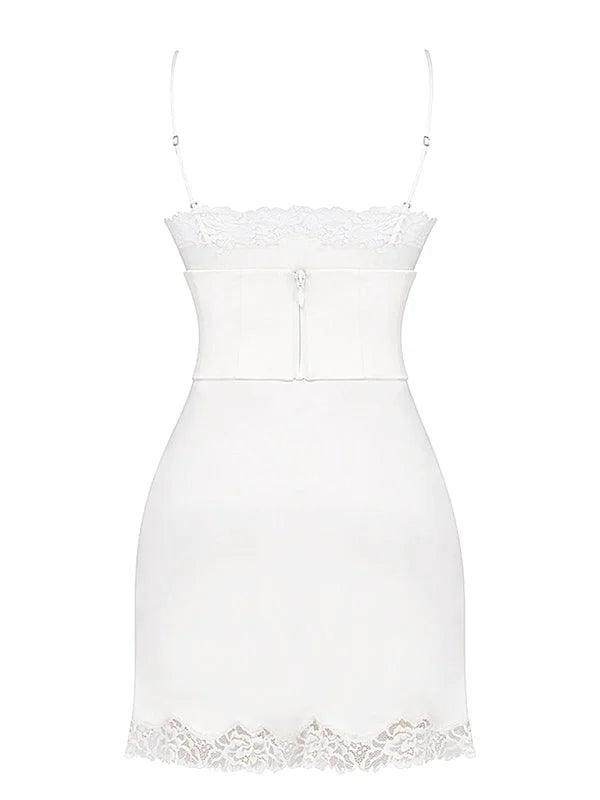 White Satin Corset Mini Dress - Miss Satin