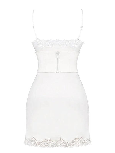White Satin Corset Mini Dress - Miss Satin