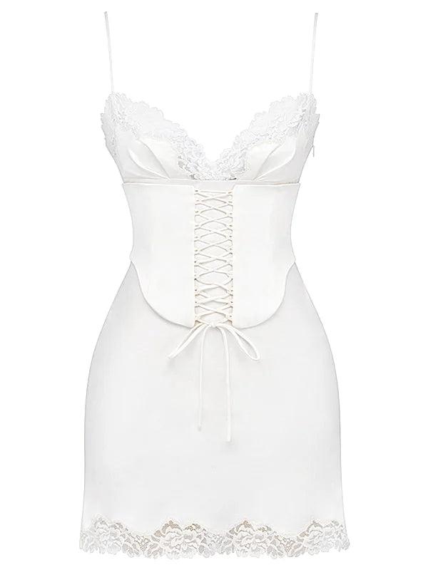 White Satin Corset Mini Dress - Where Sensuality Meets Elegance – Miss ...