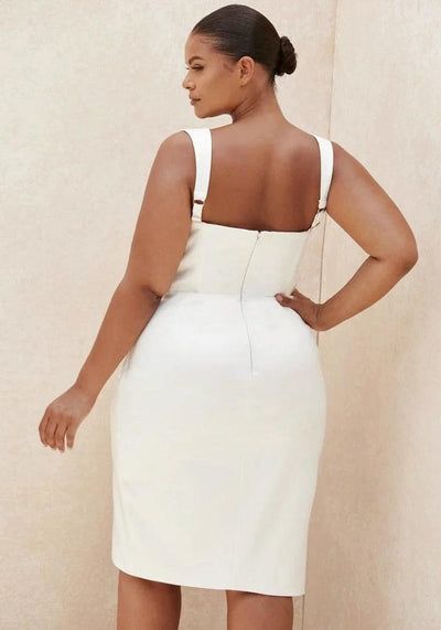 White Cowl Neck Dress bodycon