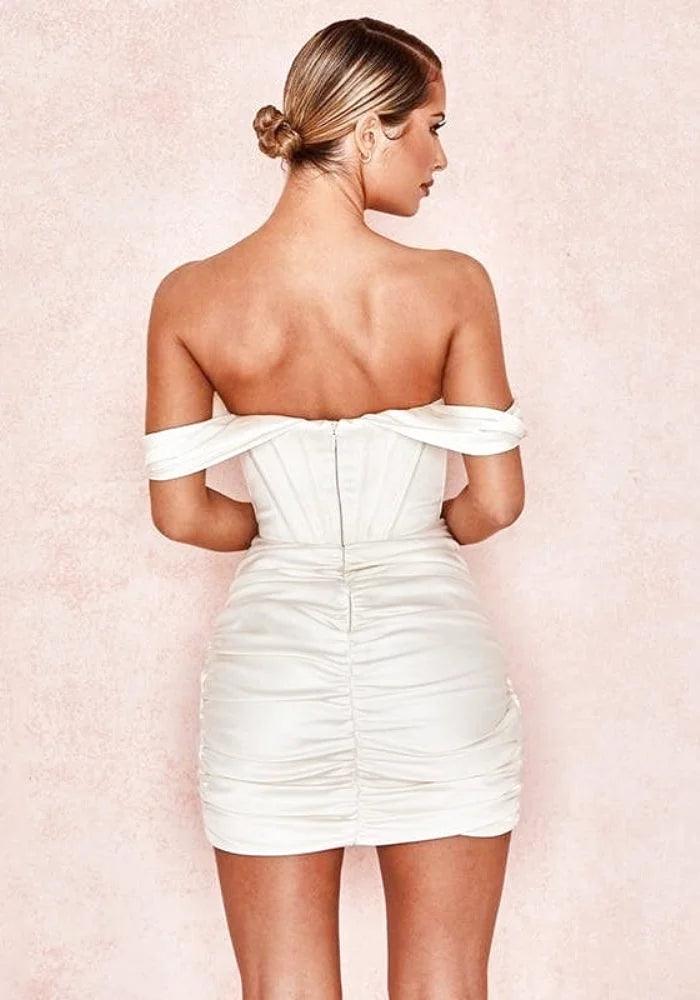 elegant white satin dress