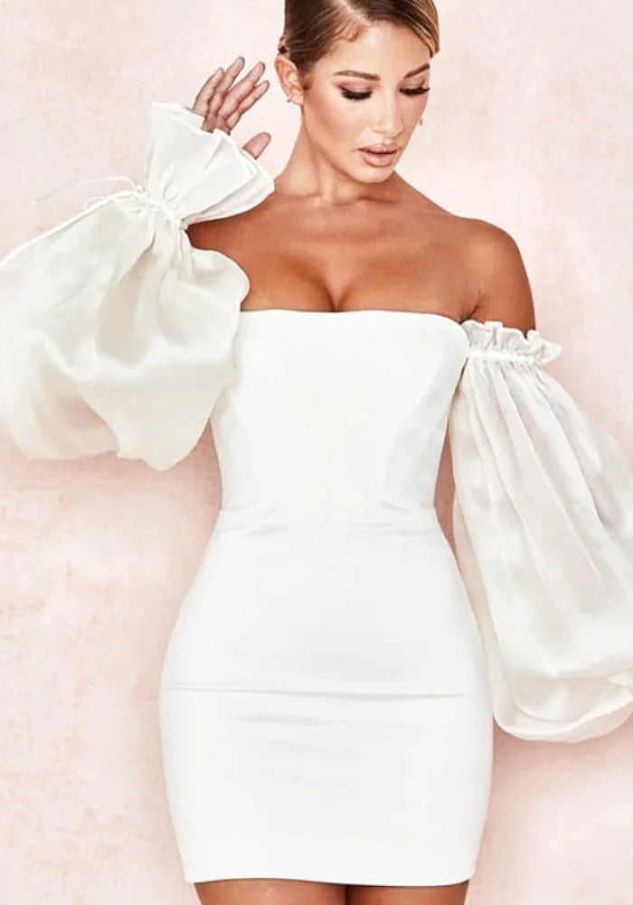 white dress with sleeves