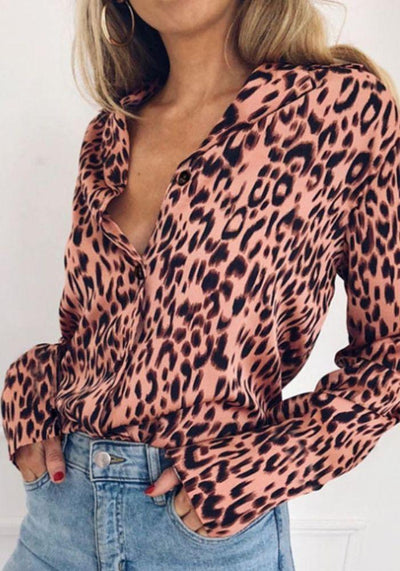pink leopard print blouse