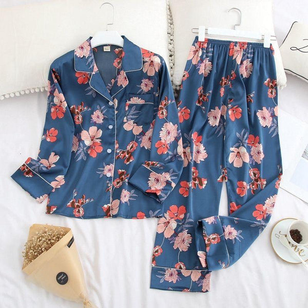 Floral Satin Pajama Set