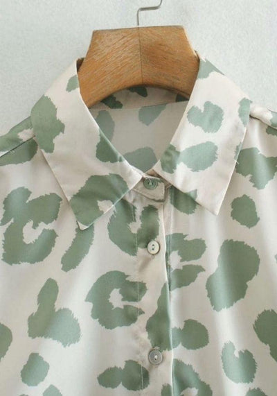 Green Leopard Print Blouse