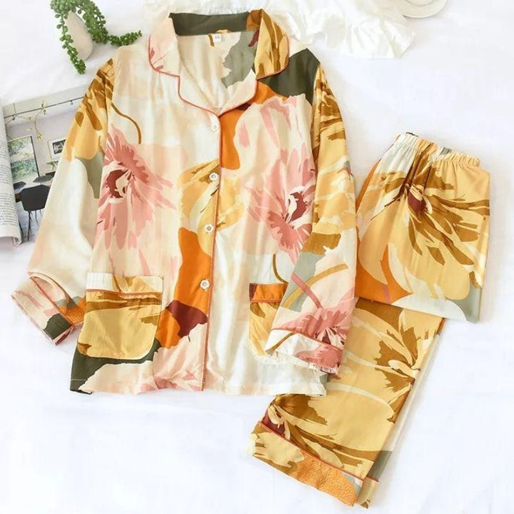 Floral Print Satin Pajama Set